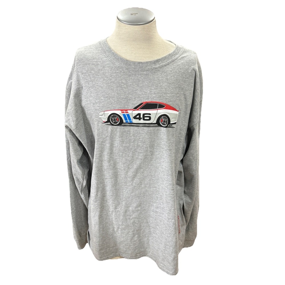 Hanes Beefy T Shirt Mens 2XL BRE Datsun 240Z Long Sleeve Grey Blipshift